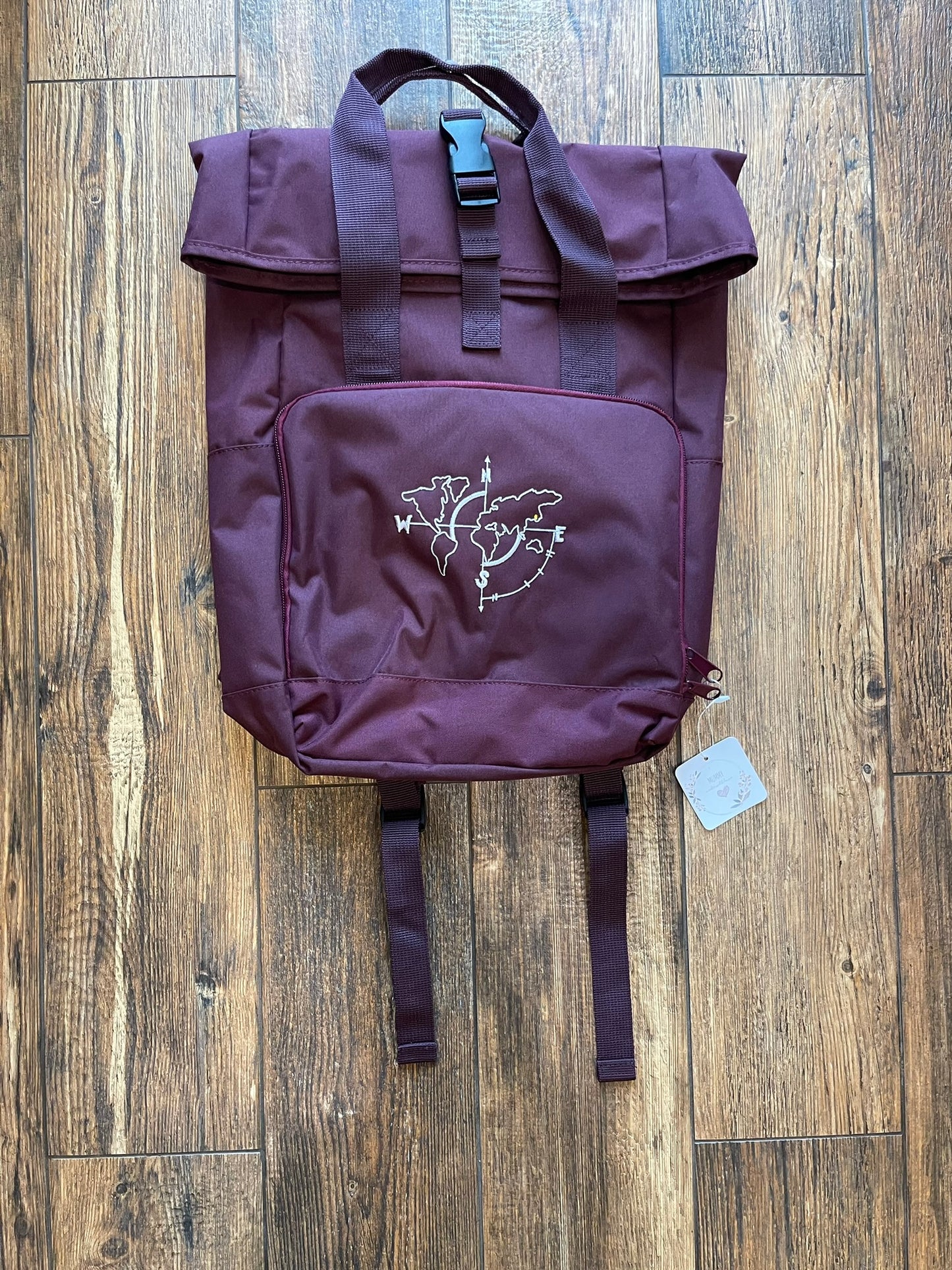 Rucksack bordeaux (Weltkarte)