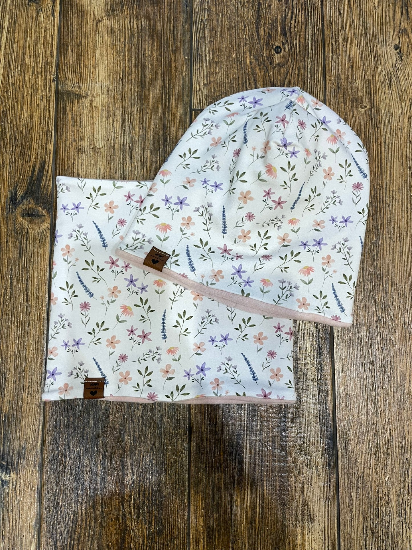 Beanie Loop Set warm Blümchen KU 54