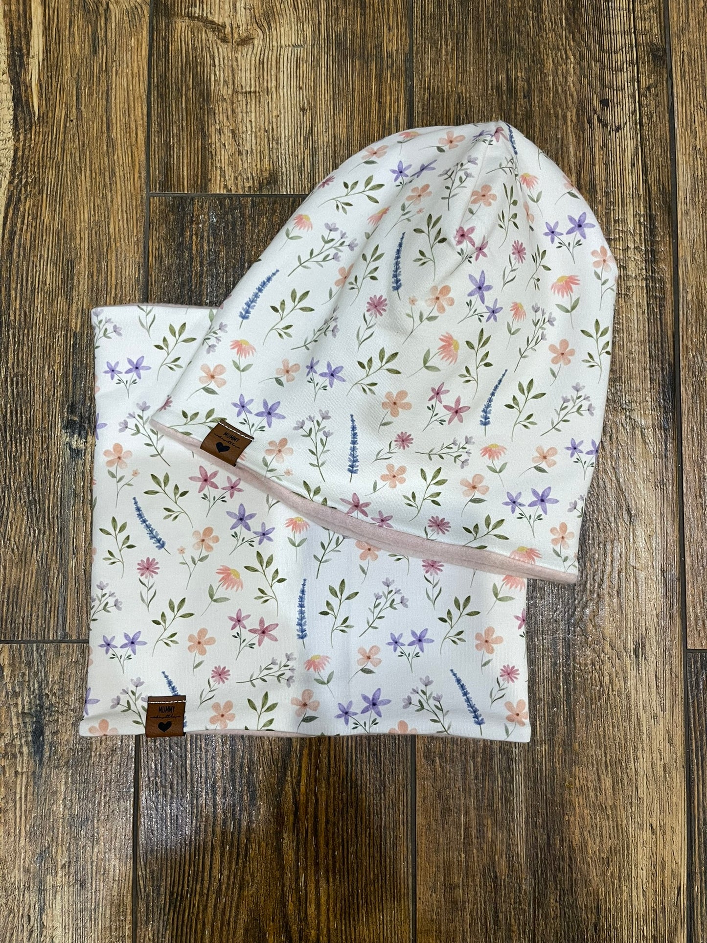 Beanie Loop Set warm Blümchen KU 52
