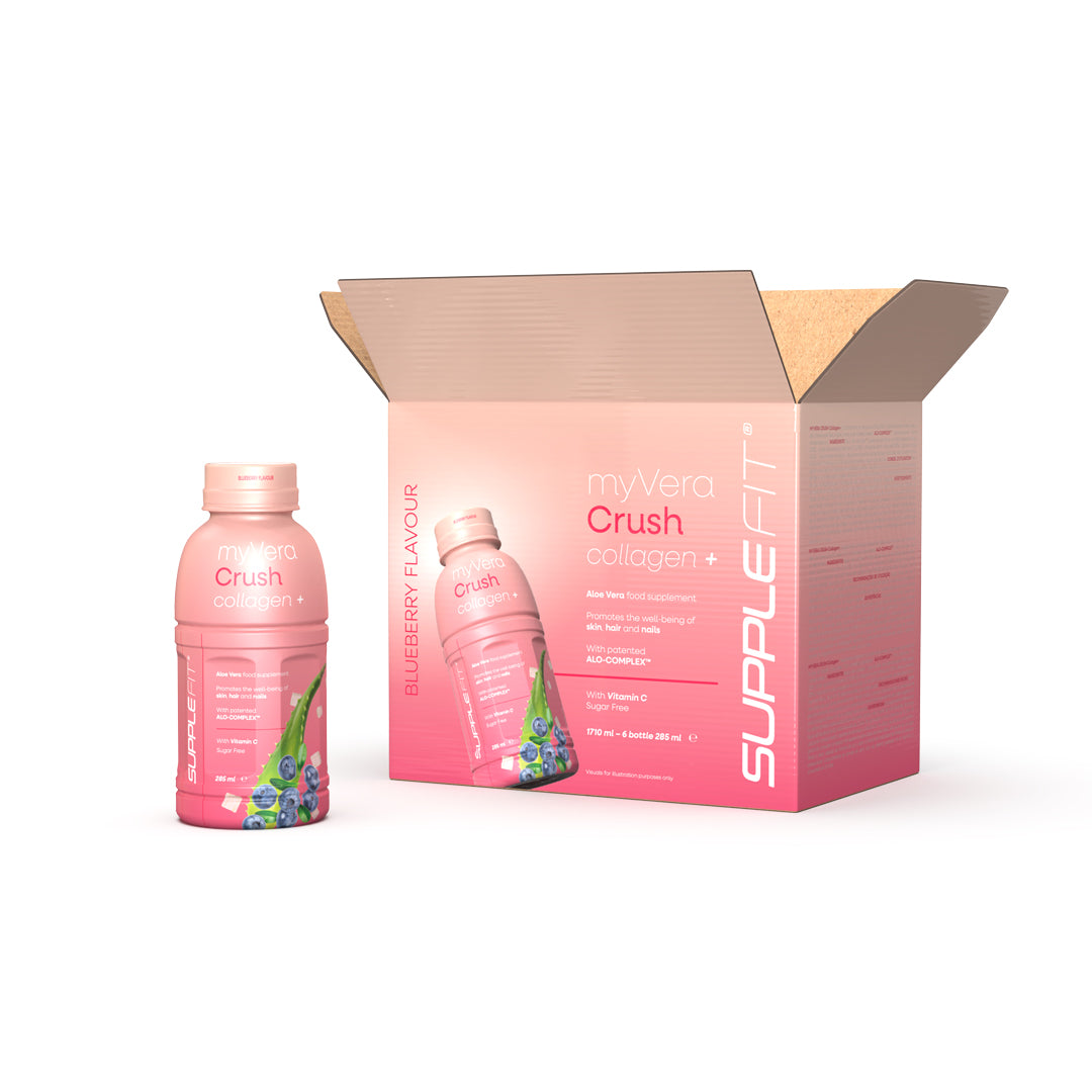 MYVERA CRUSH Collagen + | Nahrungsergänzungsmittel in Einzelflaschen à 285 ml (6er Pack) - 1710 ml