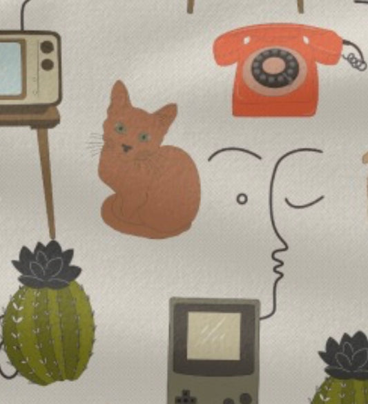 French Terry Retro Katze