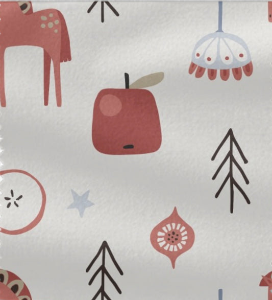 French Terry Weihnachtspferd rot