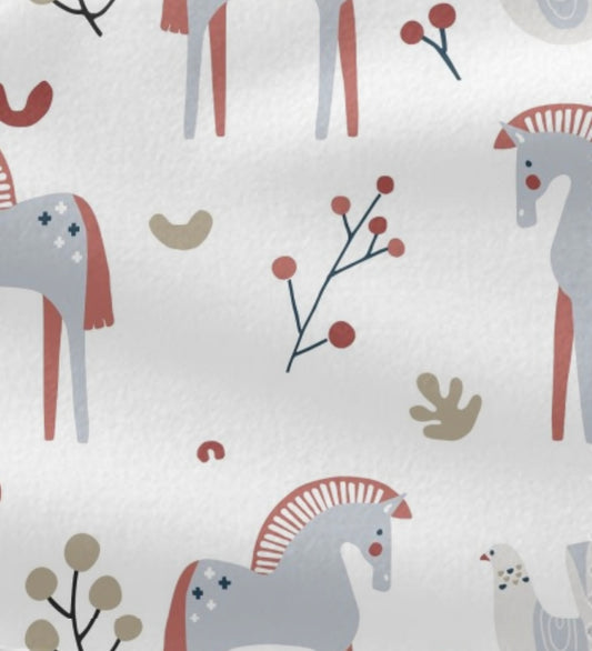 French Terry Weihnachtspferde